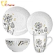 New Bone Chna Simple Grey & Fake Gold Popular Flower Designs 8" Dessert Plate